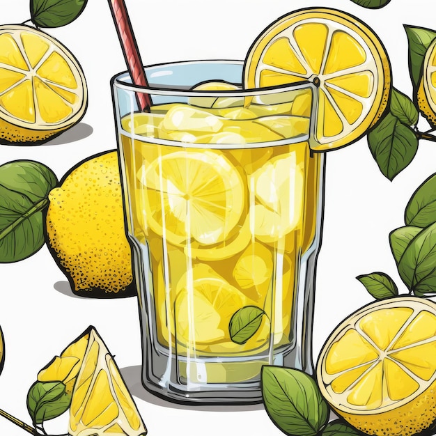 Photo a picture of lemons and limes with a straw