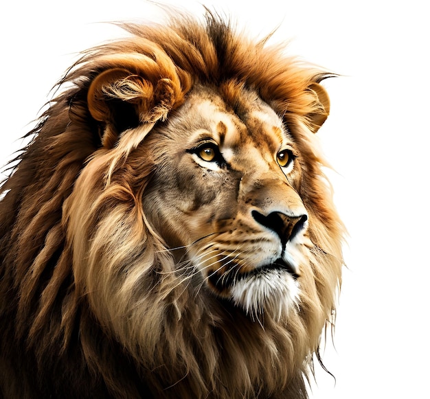 Picture of lion on white background