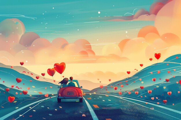 Picture a lively Valentines Day journey portrayed generative ai