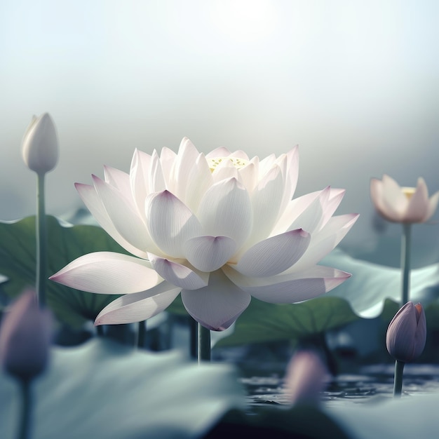 Picture of Lotus on white background generative AI