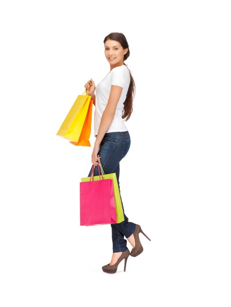 picture of lovely woman with shopping bags