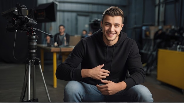 a picture of a man smiling in front of a camera