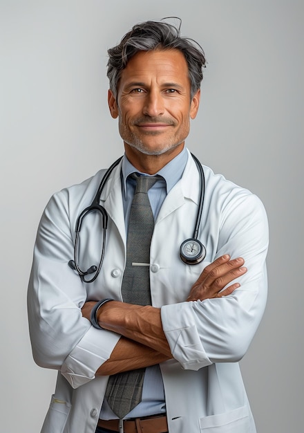 a picture of a man with a stethoscope on his neck