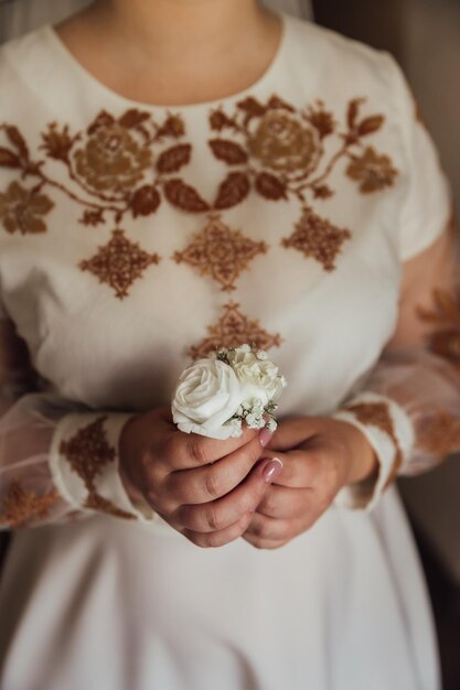 Picture of man and woman with wedding ringYoung married couple holding hands ceremony wedding day Newly wed couple's hands with wedding rings