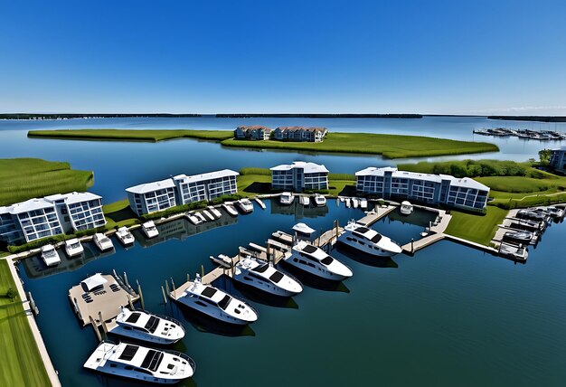 a picture of a marina with boats in the water