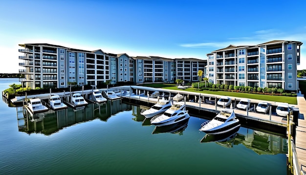 Photo a picture of a marina with boats in the water