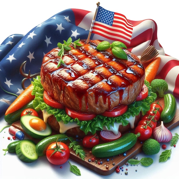 a picture of a meat with the american flag on it