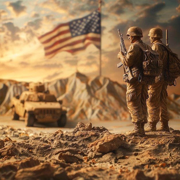 a picture of a military soldiers standing in the desert