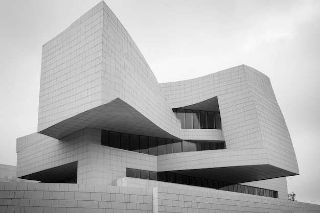 Photo picture of modern minimal design of geometric building in abstract style aig