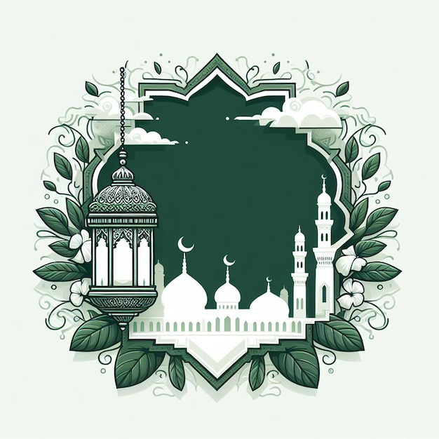 a picture of a mosque with a green background with a picture of a mosque