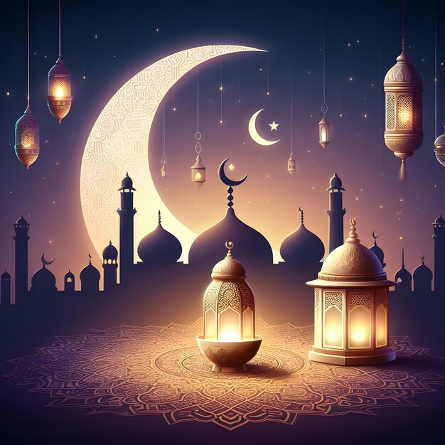 a picture of a mosque with a moon and a moon in the background