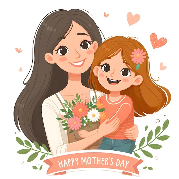 a picture of a mother and daughter with flowers and a picture of a mother holding flowers