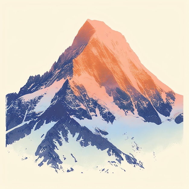 Photo a picture of a mountain with a blue and orange color