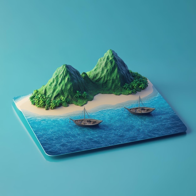 a picture of a mountain with a boat on it