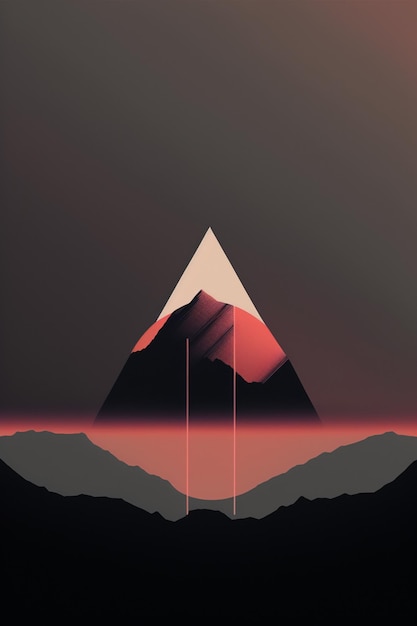 Picture of a mountain with a sunset in the background generative ai