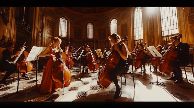 Photo a picture of a music concert with a woman playing a violin