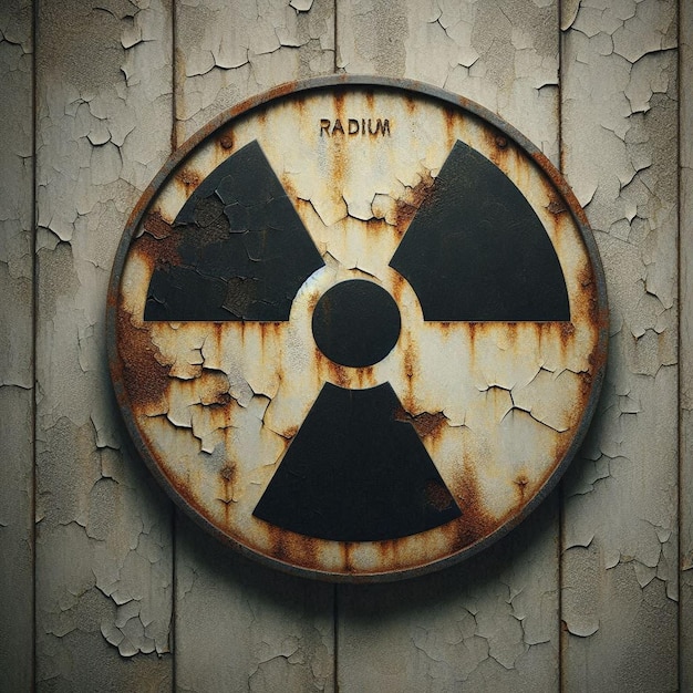 a picture of a nuclear sign on a wall with the word sun on it