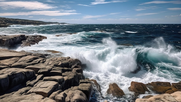 A picture of the ocean and rocks