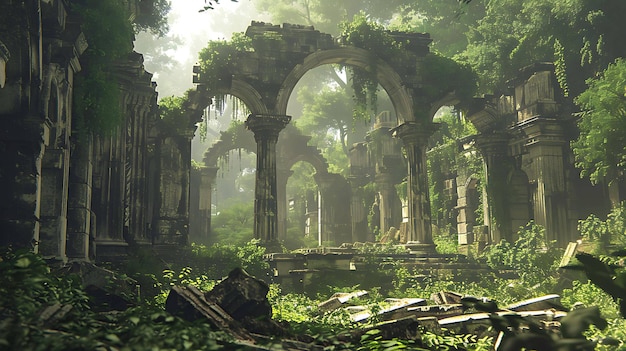 a picture of an old temple with a tree in the background