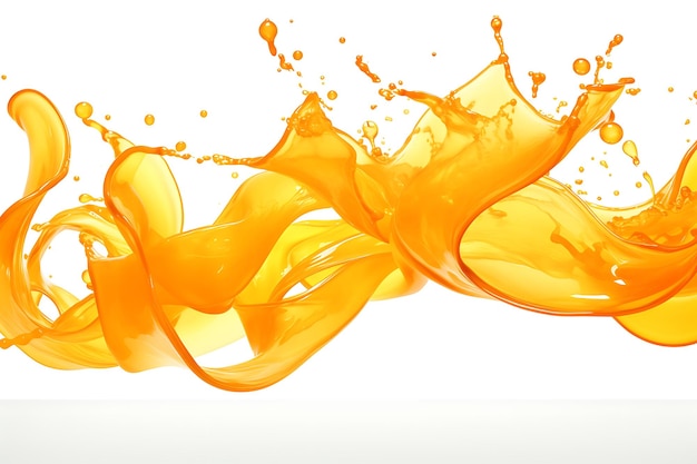 Picture of orange juice splash wave on a white background