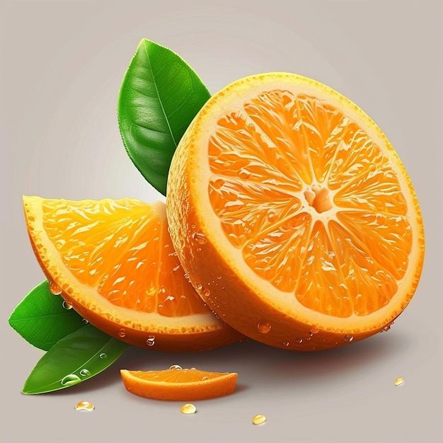 a picture of oranges and green leaves with the word quot o quot on it