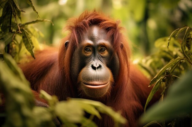 A picture of an orangutan in a jungle ai generated