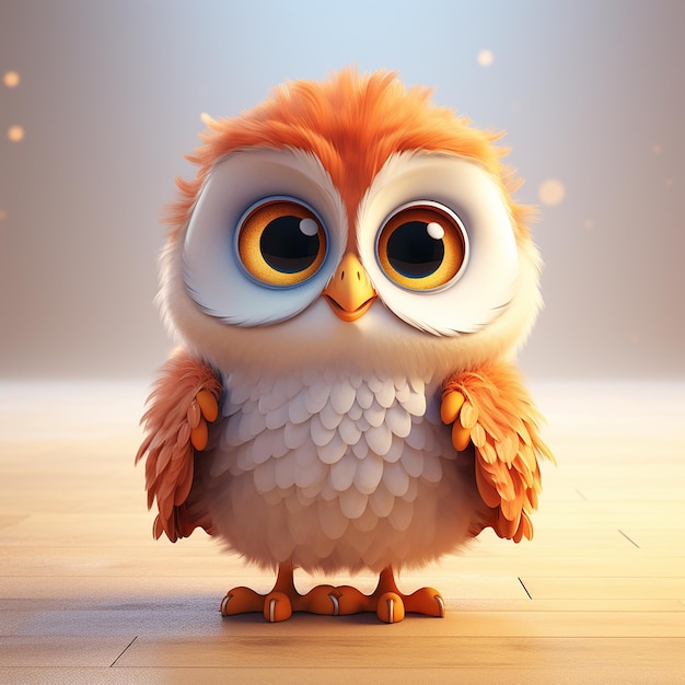 a picture of an owl with big eyes and a blurry background