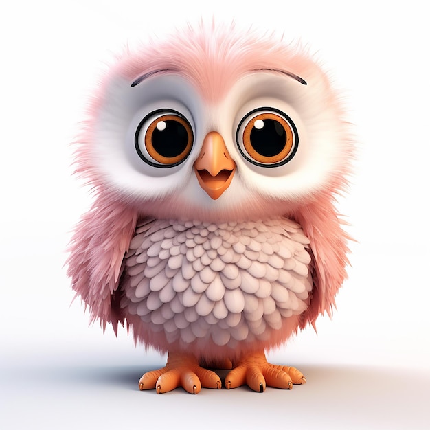 a picture of an owl with big eyes and a white background