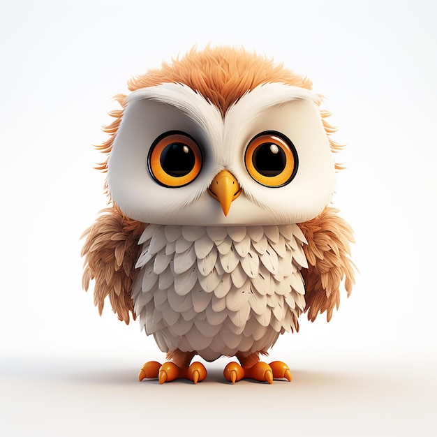 a picture of an owl with big eyes and a white background