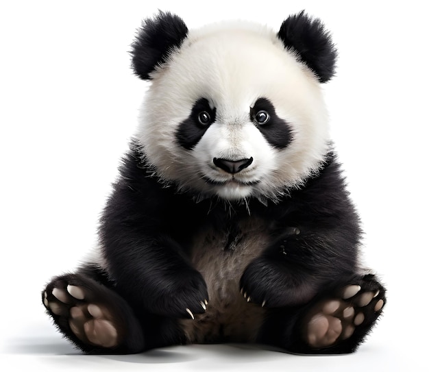 Picture of panda sitting on white background