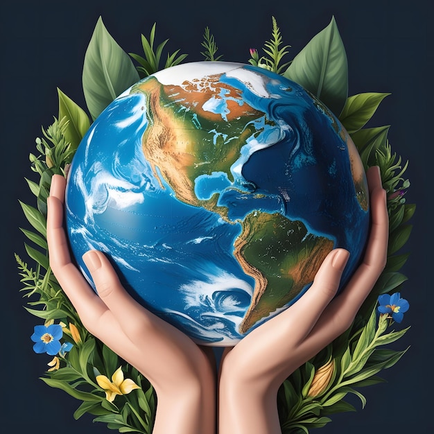 a picture of a person holding a world with the earth in their hands