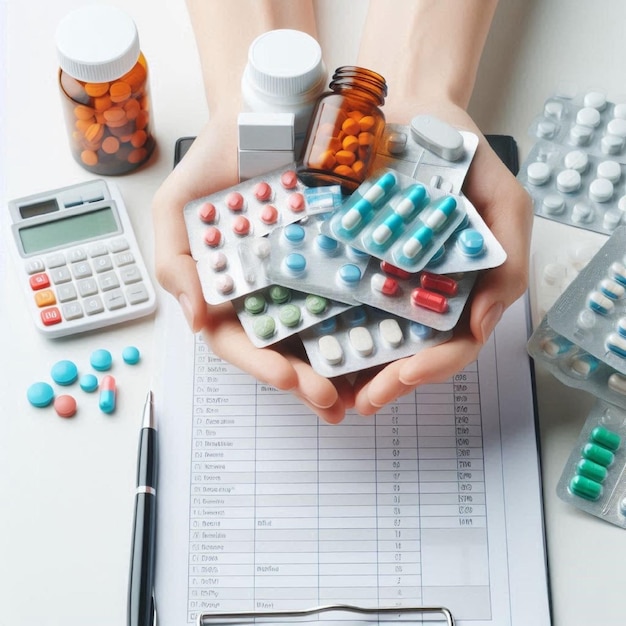 Picture of a persons hand holding some medical medicines