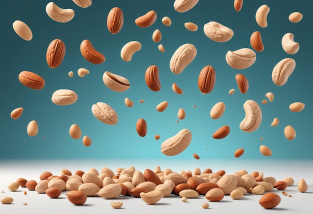 a picture of a pile of nuts and a blue background with the words nuts