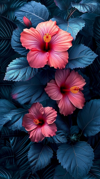 a picture of pink hibiscus with a red center