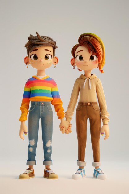 A Picture of Pride A Realistic 3D Render of an LGBTQ Cartoon Couple