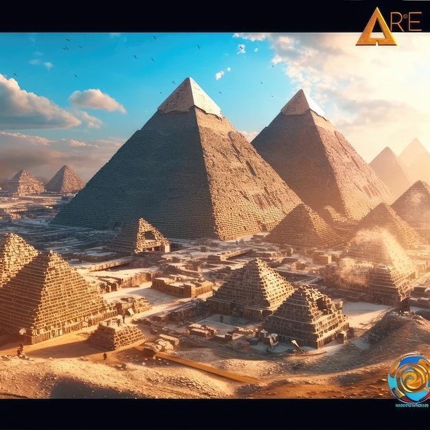 Photo a picture of pyramids with the word  are above them