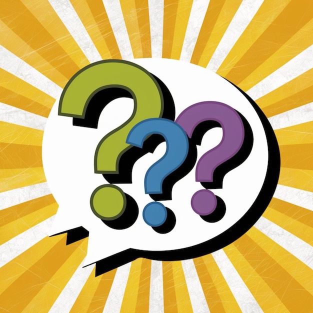 a picture of a question mark with a yellow background with a yellow and blue circle