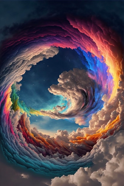 Picture of a rainbow swirl in the sky generative ai