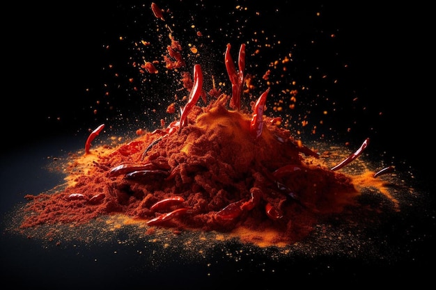 a picture of a red splash of orange powder.