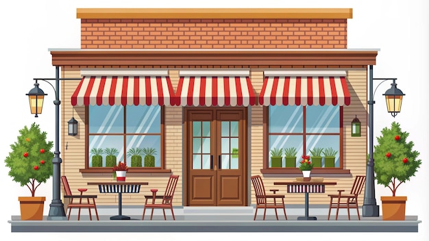 a picture of a restaurant with a red awning that says  the restaurant