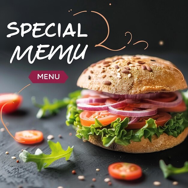 Photo a picture of a sandwich with the words special special special