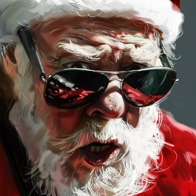 Photo a picture of a santa claus with sunglasses on his head