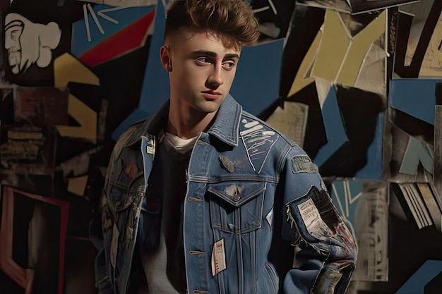 Photo picture showcasing a man in a denim jacket