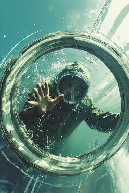 Photo picture showcasing a person in a pool