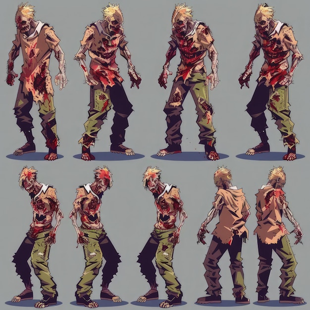 Photo picture showcasing some of the concept art for the zombie