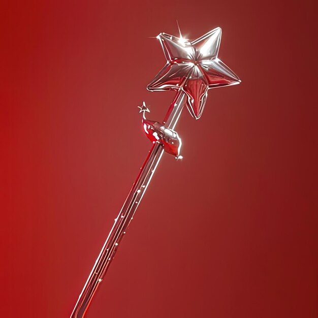 Photo picture showcasing a star wand with a red background