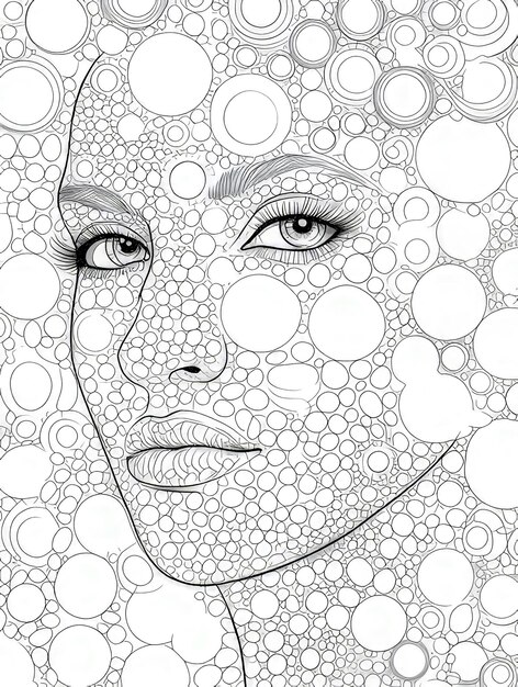 Photo picture showcasing a womans face with circles around her