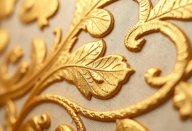 Photo picture showing closeup of gold leaf abstract ornate high quality