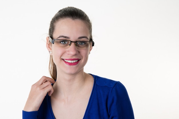 Picture of a shy business woman with glasses