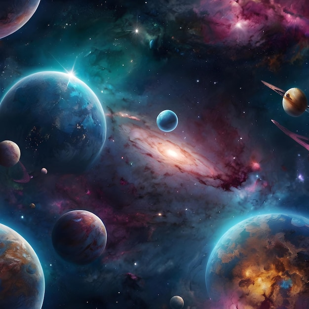 a picture of a space with planets and planets